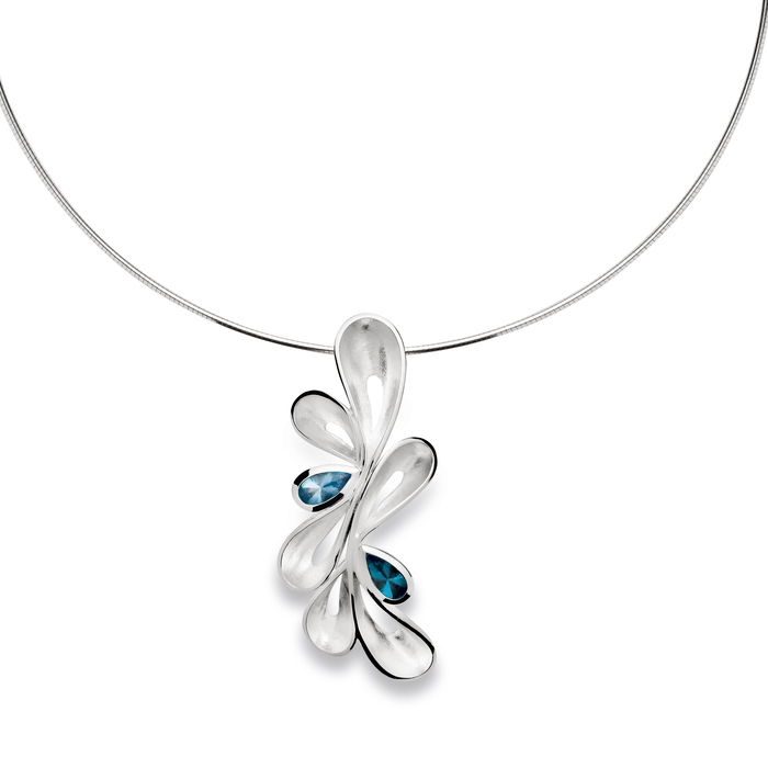Statement wave pendant set with blue topaz Statement wave pendant set with blue topaz