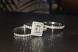 bespoke 18ct white gold and diamond dress ring suite by charmian beaton design