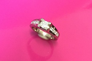 bespoke princess cut diamond and 18ct white gold ring by award winning charmian beaton design