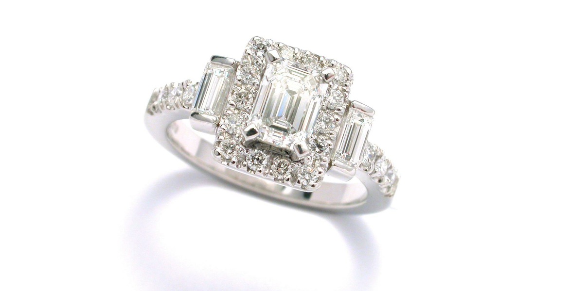 Emerald cut diamond engagement ring