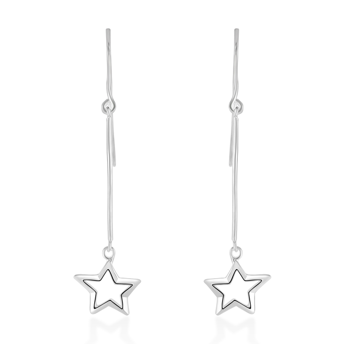 Narcisa Star solid silver long drop earrings