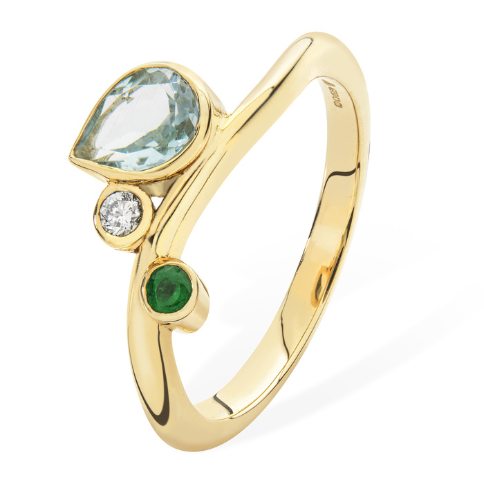 Freya 18ct yellow gold and Aqua marine ring