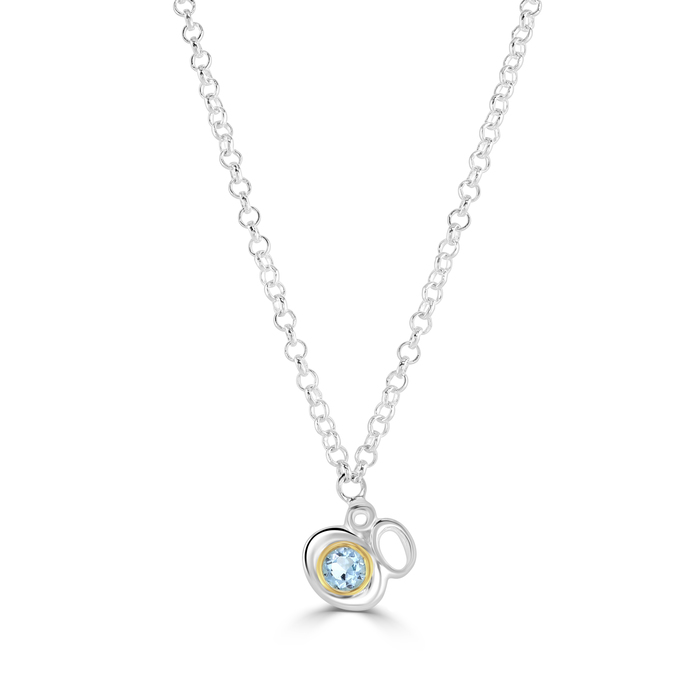 Super tiny bubbles pendant set with blue topaz