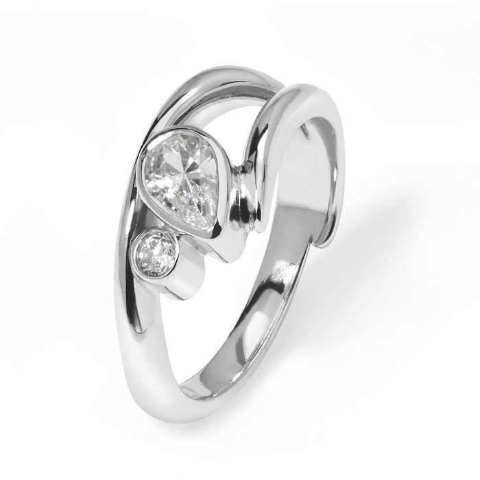 Anya handmade platinum engagement ring 0.50ct pear cut diamond & .05ct round brilliant diamondspear cur